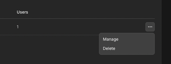 Password Protection row menu with Manage and Delete