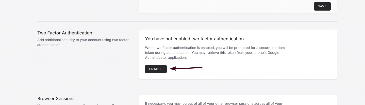 hosting-panel.net Two Factor Authentication section
