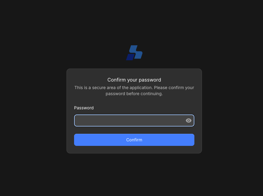 Confirm your password modal before opening two-factor authentication